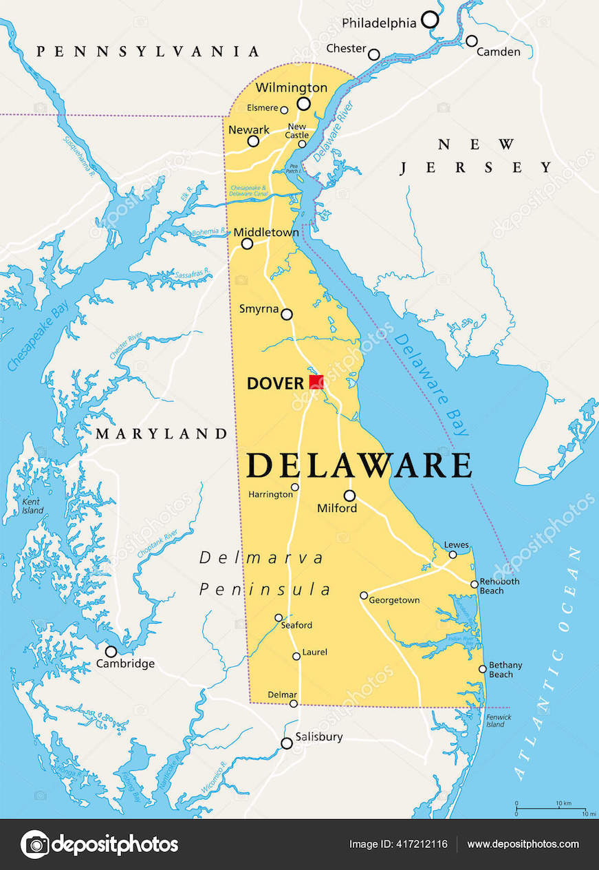 10 First State   Delaware Map 